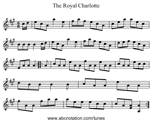 Royal Charlotte, The - staff notation