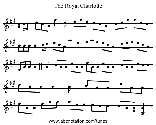 Royal Charlotte, The - staff notation