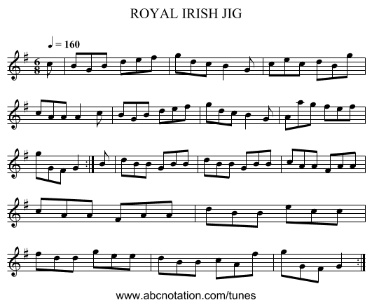 ROYAL IRISH JIG - staff notation
