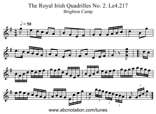 Royal Irish Quadrilles No. 2. Le4.217, The - staff notation