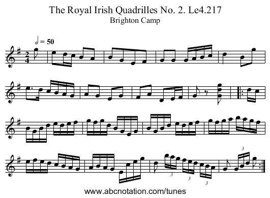Royal Irish Quadrilles No. 2. Le4.217, The - staff notation