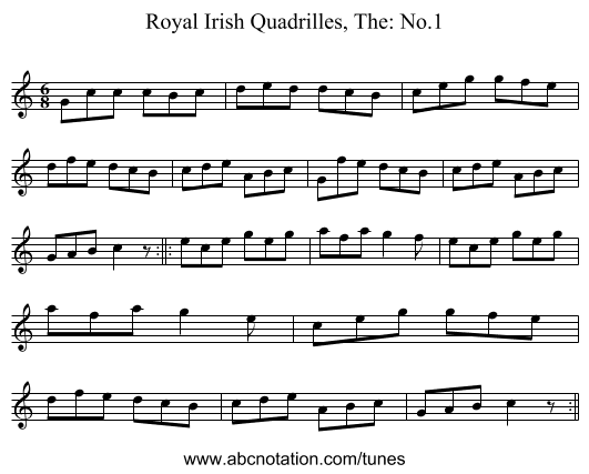 Royal Irish Quadrilles, The: No.1 - staff notation