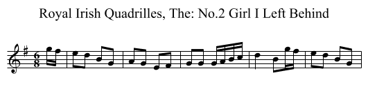Royal Irish Quadrilles, The: No.2 Girl I Left Behind - staff notation