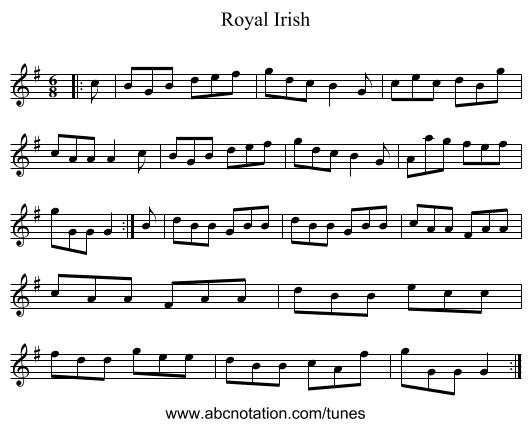 Royal Irish - staff notation