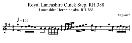 Royal Lancashire Quick Step. RH.388 - staff notation