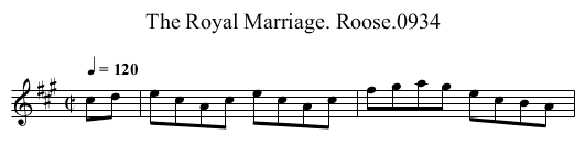 Royal Marriage. Roose.0934, The - staff notation
