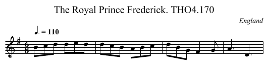 Royal Prince Frederick. THO4.170, The - staff notation