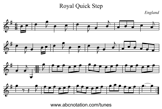 Royal Quick Step - staff notation