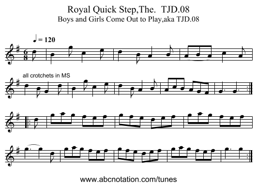 Royal Quick Step,The.  TJD.08 - staff notation