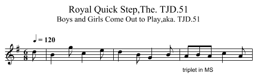 Royal Quick Step,The. TJD.51 - staff notation