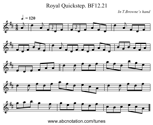 Royal Quickstep. BF12.21 - staff notation