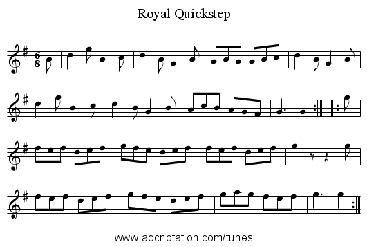 Royal Quickstep - staff notation
