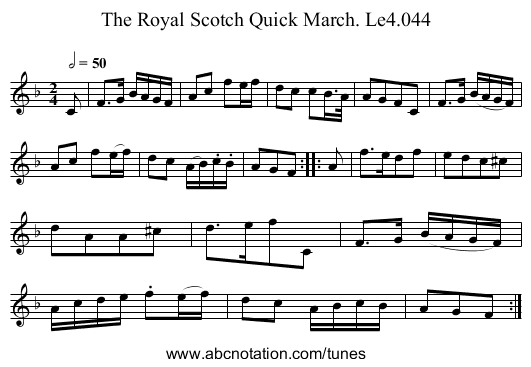 Royal Scotch Quick March. Le4.044, The - staff notation