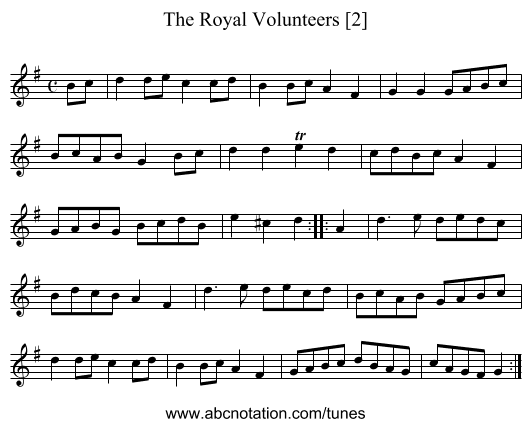 Royal Volunteers [2], The - staff notation