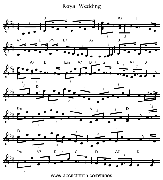 Royal Wedding - staff notation