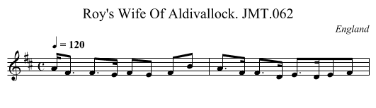Roy's Wife Of Aldivallock. JMT.062 - staff notation