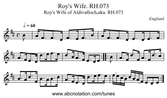 Roy's Wife. RH.073 - staff notation