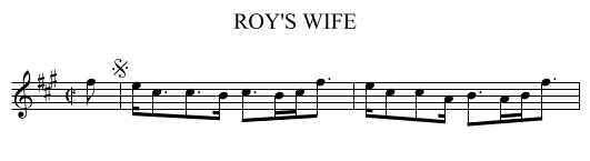 ROY'S WIFE - staff notation