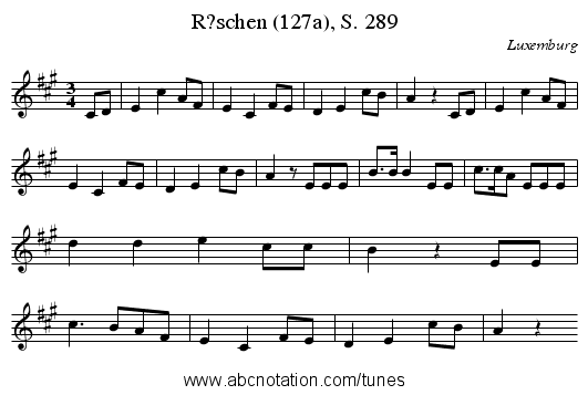 R?schen (127a), S. 289 - staff notation