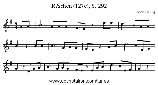 R?schen (127c), S. 292 - staff notation
