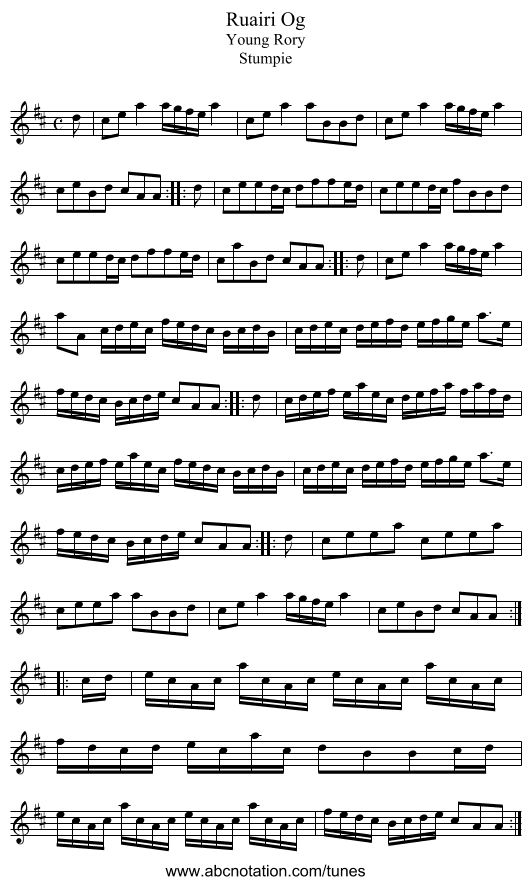 Ruairi Og - staff notation