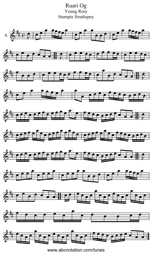 Ruari Og - staff notation