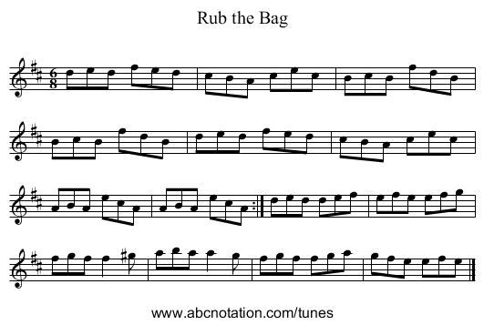 Rub the Bag - staff notation