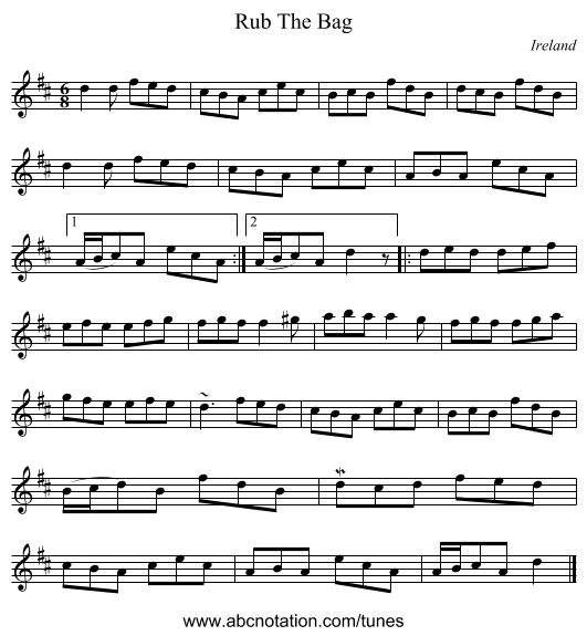 Rub The Bag - staff notation