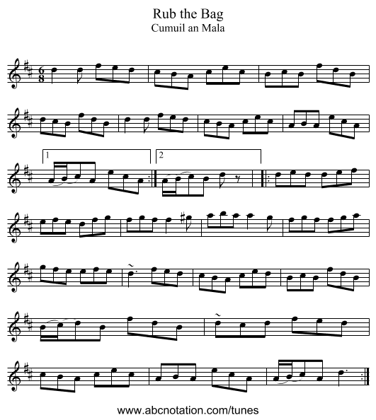 Rub the Bag - staff notation