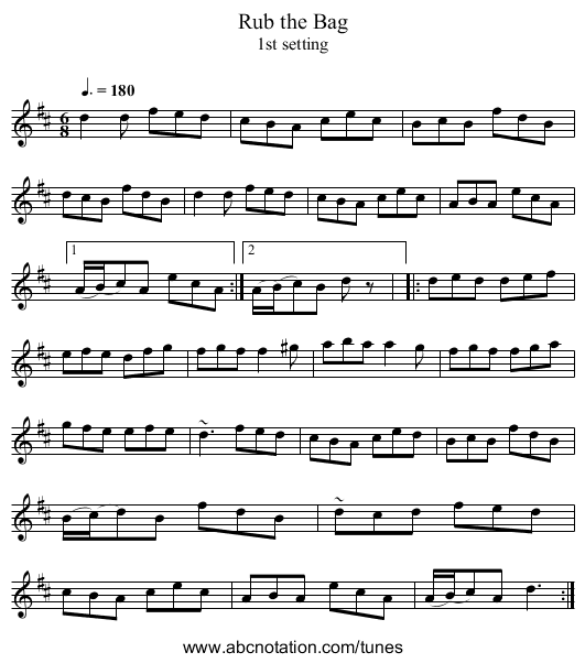 Rub the Bag - staff notation