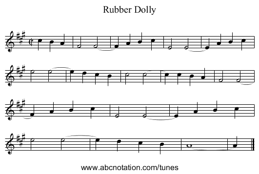Rubber Dolly - staff notation