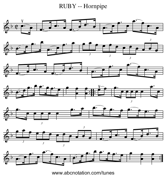 RUBY -- Hornpipe - staff notation