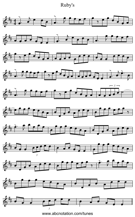 Ruby's - staff notation