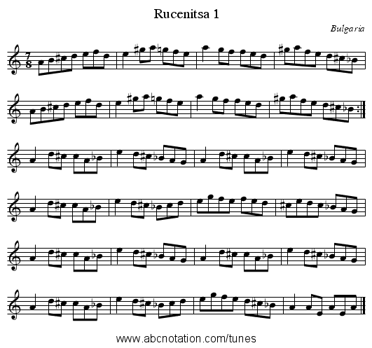 Rucenitsa 1 - staff notation