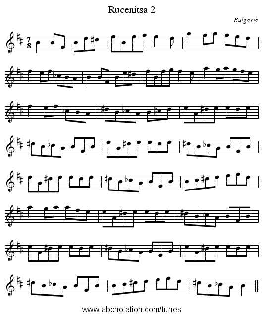 Rucenitsa 2 - staff notation