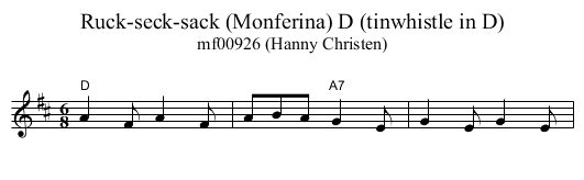 Ruck-seck-sack (Monferina) D (tinwhistle in D) - staff notation