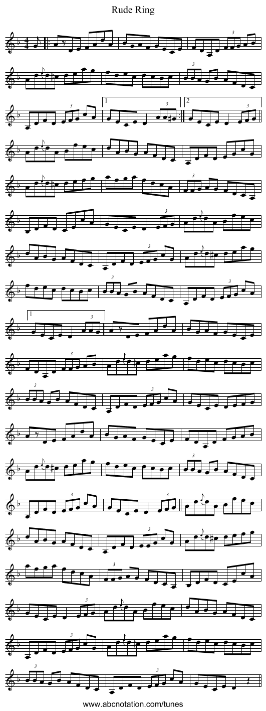 Rude Ring - staff notation