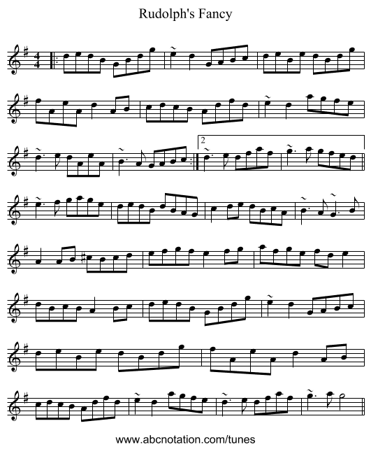 Rudolph's Fancy - staff notation
