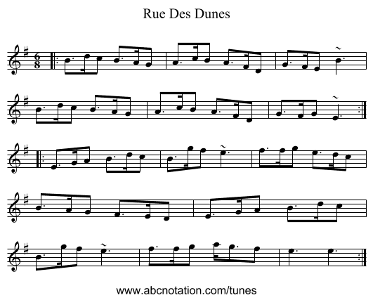Rue Des Dunes - staff notation