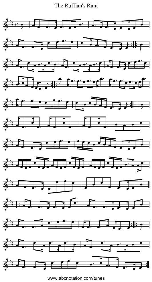 Ruffian's Rant, The - staff notation