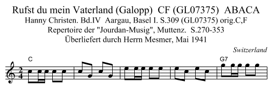 Rufst du mein Vaterland (Galopp)  CF (GL07375)  ABACA - staff notation