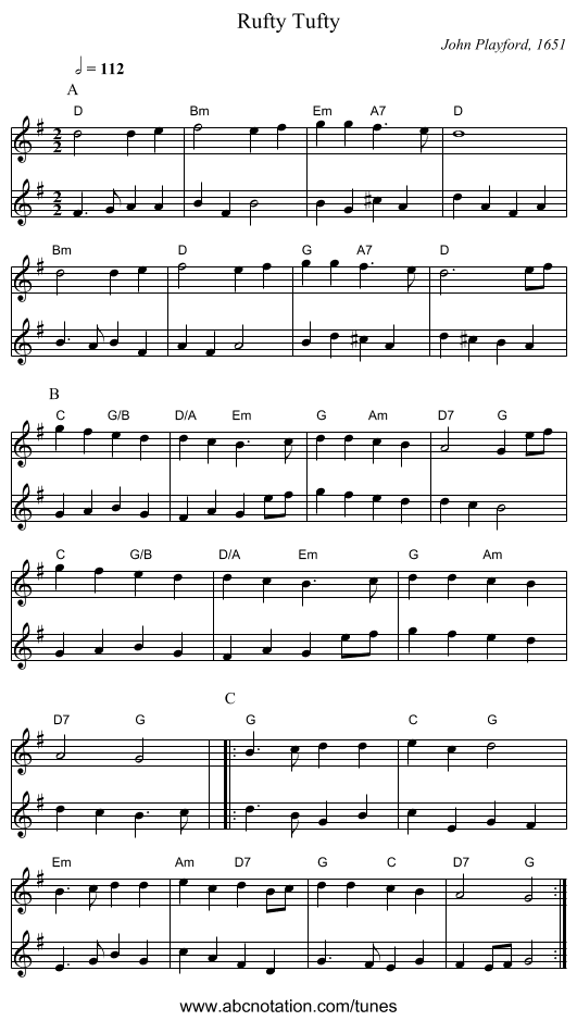 Rufty Tufty - staff notation