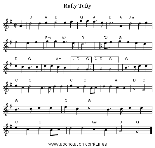 Rufty Tufty - staff notation