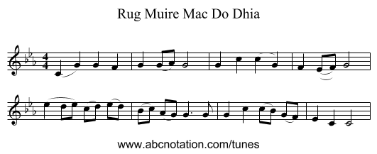 Rug Muire Mac Do Dhia - staff notation