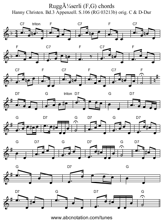 RuggÃ¼serli (F,G) chords - staff notation