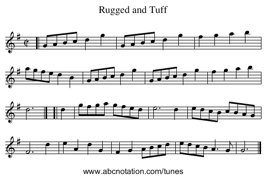 Rugged and Tuff - staff notation
