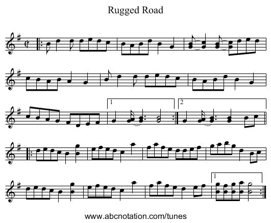 Rugged Road - staff notation