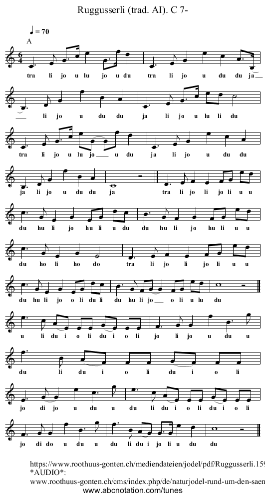 Ruggusserli (trad. AI). C 7- - staff notation