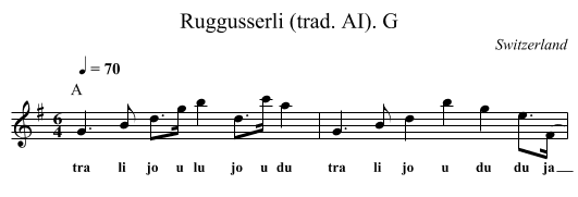 Ruggusserli (trad. AI). G - staff notation