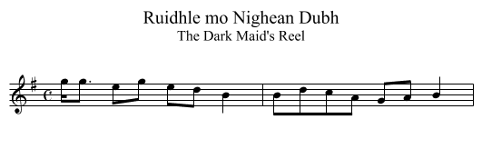 Ruidhle mo Nighean Dubh - staff notation